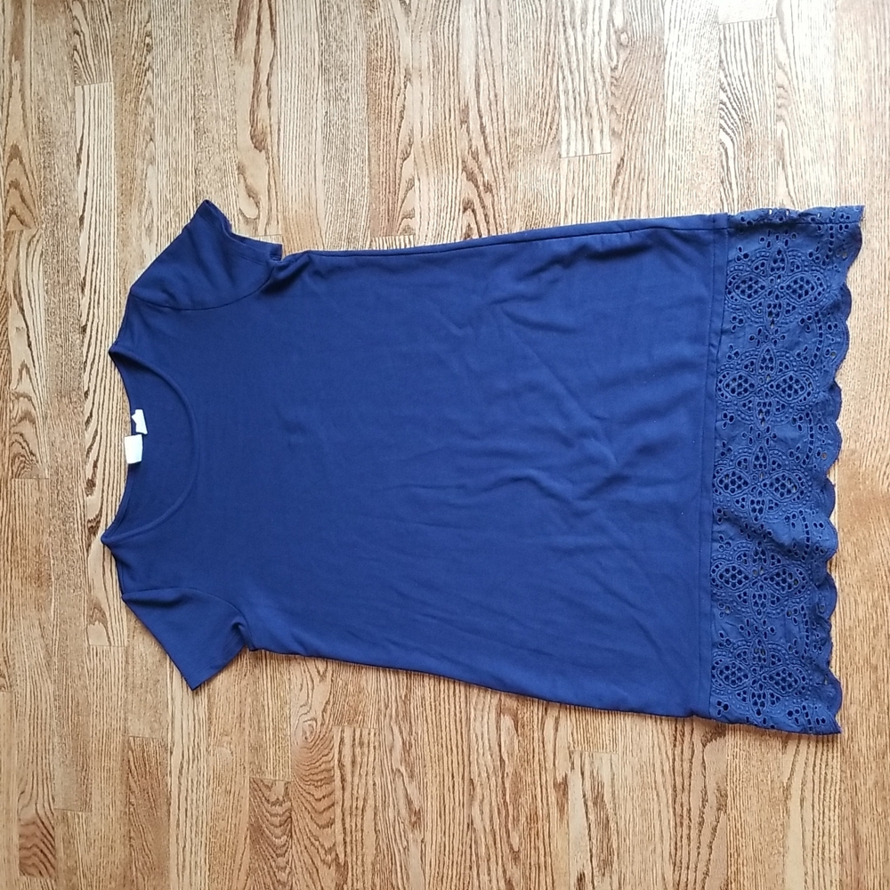 (L) The Prairie by Rachel Ashwell Beautiful Navy Blue Dress with Lace Accenta